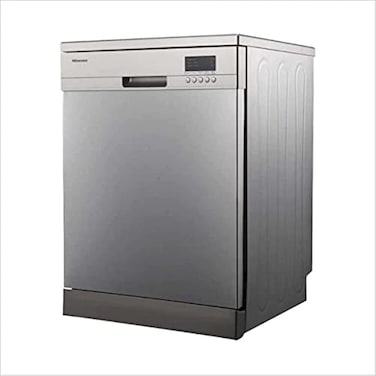 Hisense Dishwasher New Edition with 5 Programs &amp; 13 Place Settings, Silver  Color Model: H13DESS
