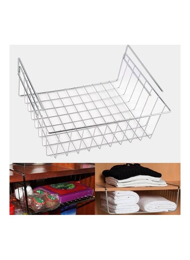 Under Shelf Storage Basket Metal Organizer Rack Silver 290x100x145cm