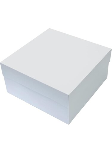 Al FAKHAMA White Cardboard Cake Box 10 Inches Folding Box, Smooth And Sturdy Design Perfect for Carrying Cakes And Pastries (10 Inches x 10 Inches x 5 Inches) - 5 Pack