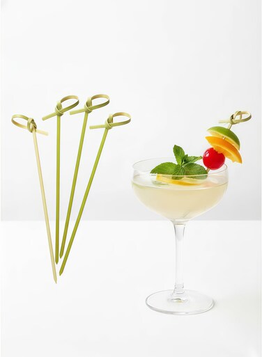 PCS Cocktail Picks, Natural Bamboo Knot Skewers, 12 CM Long Fruit Food Toothpicks, Disposable Food Sticks for Drinks,Fruit,Appetizers,Charcuterie,Cocktail Garnish Accessories, Party Supplies