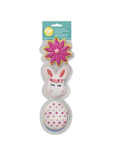 Wilton Metal Cookie Cutter Set of 3 Flower, Bunny Head, Egg