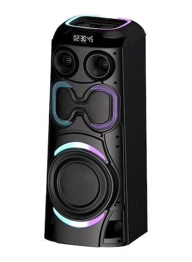 JVC Portable Party Speaker with LED Lights And Wireless Mic, XS-N6112PB, Black