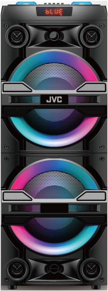 JVC Portable Bluetooth Party Speaker with 2000W PMPO Output, 6-Hour Battery Backup, Sound-Sensitive LED Lights, and Portable Microphone - XS-N6113PB