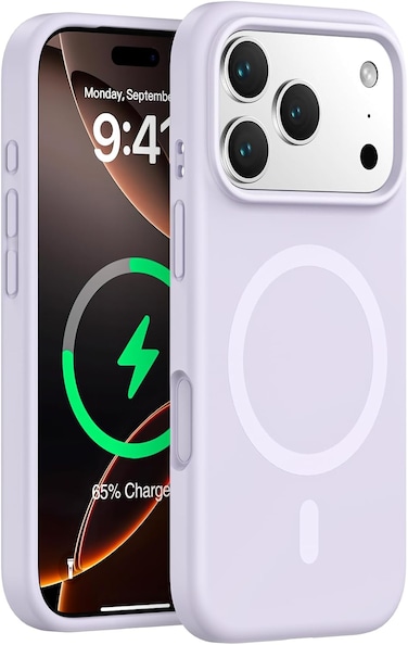 Silicone iPhone 17 Pro Max Purple Luxury Magnetic Compatible for iPhone Series &ndash; Shockproof, Slim Fit, Soft-Touch Protective Cover with Magnetic Wireless Charging Support