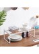 STORE Cabinet Shelf Countertop Organizer For Kitchen Cupboard Space Saving Storage Metal Holders Organizer For Plates Dinnerware Cups And Foods Small Size White Colour