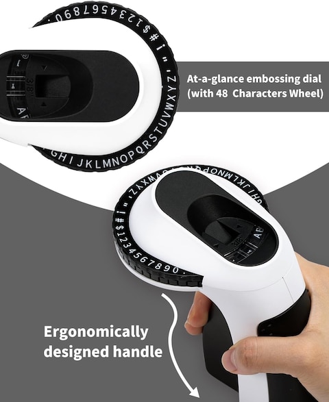 Memoking Embossing Label Maker Machine-E975 3D Embossed Label Maker with 6 Rolls Emboss Tapes, Handheld Embosser Labelling Machine, Lettering Label Maker Embossing for Home, Office and DIY (Black)
