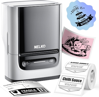 Nelko Label Maker Machine with Tape, PM220 Bluethooth Label Printer, 2 Inch Portable Thermal Printer for Small Business, Address, Logo, Clothing, Mailing, Sticker Printer for Phones &amp; PC, White
