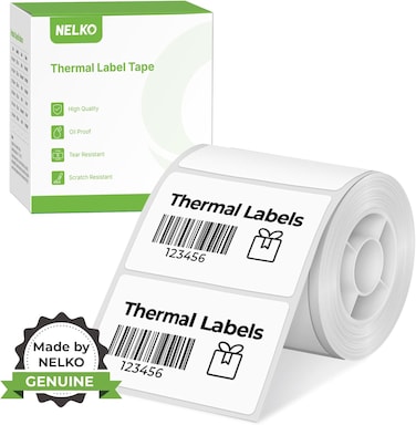 Nelko Thermal Labels for PM220 Label Maker, 2'' x 1.18'' (50x30mm) Thermal Sticker Label, Waterproof, Multi-Purpose Label Tape, 1 Roll of 230 Self-Adhesive Thermal Paper (White)
