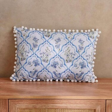 Home Fern Printed Outdoor Cushion 50x35cm - Blue