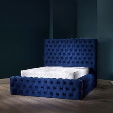 Cozy Cuddle Tufted Upholstered King Size Bed (180 X 200 CM) Blue Color