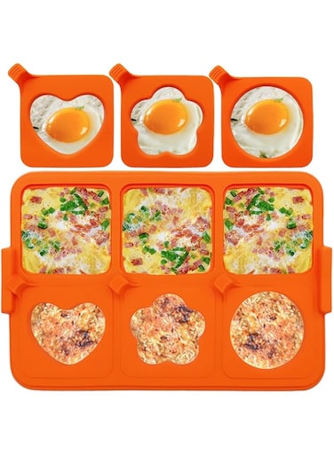 KASTWAVE 7pcs Fried Egg Rings Mold, Silicone Egg Pancake Mold for Blackstone Griddle Non-Stick Detachable Egg Ring for Frying Eggs Heat Resistant Silicone Egg Molds, 4 Different Shapes