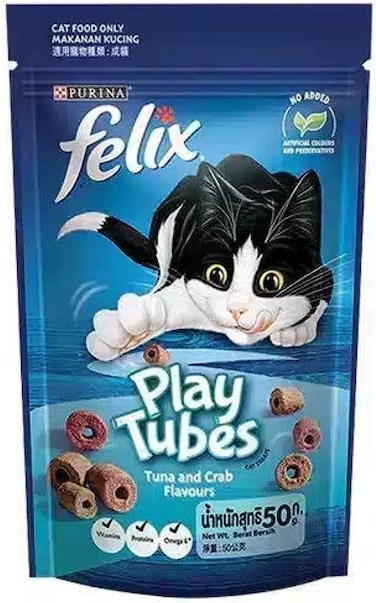 PURINA Felix Play Tubes Tuna and Crab Cat Treats - 50G