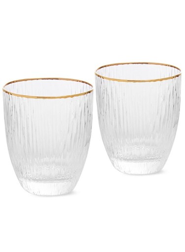 2-Piece Drinking Glass &acirc;&euro;&ldquo; 400mL Elegant Transparent Glasses with Gold Rims &acirc;&euro;&ldquo; Exquisite Embossed Design, Perfect for Hot and Cold Beverages &acirc;&euro;&ldquo; Durable, Stylish, and Ideal for Any Occasion