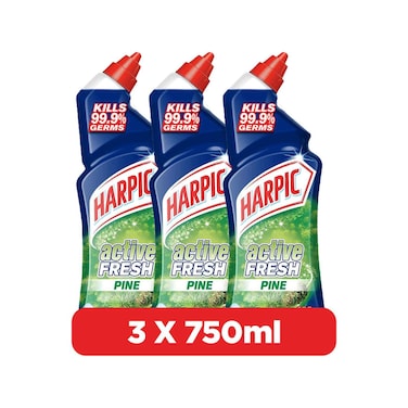 Harpic Active Fresh Pine Toilet Cleaner, 750ml Pack of 3