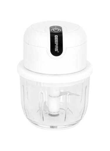 Geepas 30W USB Rechargeable Mini Chopper with 2 Stainless Steel Blades, 300 ml capacity