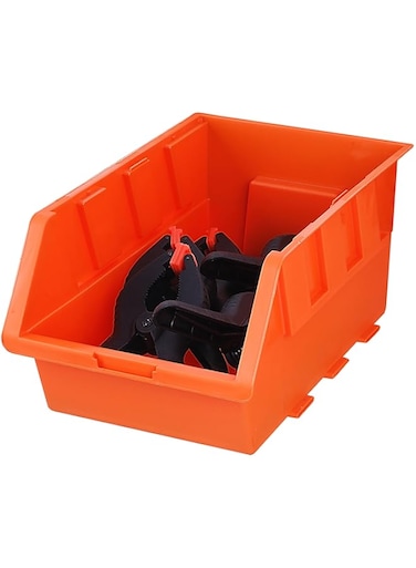 Tactix Plastic Storage Bins, Space-Saving Stackable Bins for Garage Organization, Pantry, Craft Storage, Orange, 20.5W x 33D x 15.6H cm
