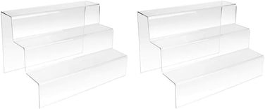 Display4top 3 Step Acrylic Display Stand Counter Retail Riser Plinth, 2 Pack (200 x 200 x 200mm)