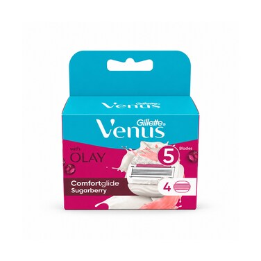 Gillette Venus Comfortglide Sugarberry Razor Blade Refills With Olay 5 Blades 4 Cartridges