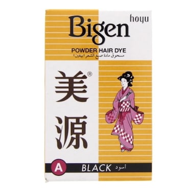 Bigen Black Hair Dye Powder A   6g   Ammonia-Free Permanent Hair Color for Natural Black Look