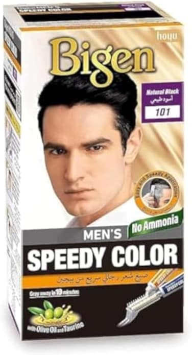 Bigen Men's Speedy Color, Natural Black 101 &ndash; Quick Gray Coverage, Ammonia-Free Formula