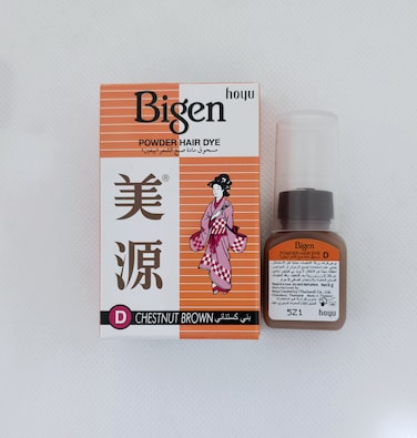 Bigen Powder Hair Dye - Chestnut Brown D   6g   Ammonia-Free Permanent Hair Color for a Natural Brown Look