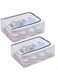 Stackable Storage Bins with Clear Lids, Underbed Shoes Container with Handle &amp; Zippers, Foldable Fabric Shoes Storage Organizer with Clear Cover and Stainless Steel Bracket for Shoes (2PCS)