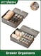 2-Pack Foldable Drawer Organizer with Lid, Fabric Storage Boxes for Socks, Underwear, Ties, Closet Divider for Cabinet &amp; Wardrobe