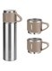 YANEK 500ml Stainless Steel Vacuum Thermos flask with Silicone Handle and Insulated Water bottle with 2 stainless steel cups set for Hot and Cold Outdoor travel   Gift box (1 PACK, SILVER BEIGE)