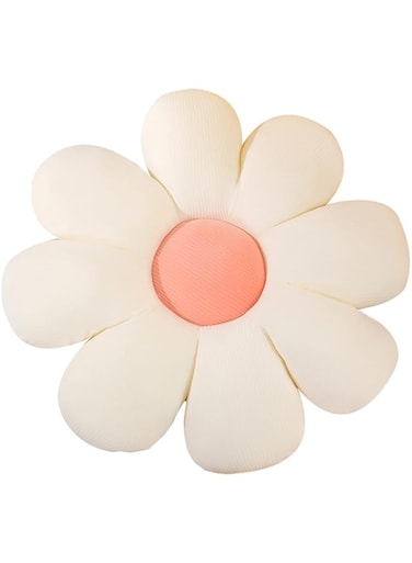 Grafingy Flower Pillow, Flower Shaped Throw Pillow Flower Floor Pillow Soft Seating Cushion Room Decor Plush Pillow for Bedroom, Sofa, Bed, Reading (15 inch, White)