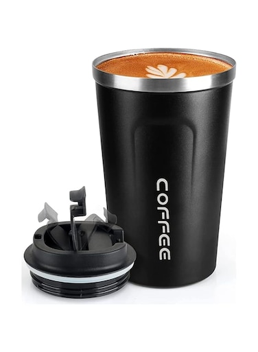 Coffee Mug 12oz - Insulated Coffee Travel Mug Spill Proof with Leakproof Lid Vacuum Stainless Steel Thermos Coffee Tumblers to GO, Reusable Coffee Cup for Men and Women for Hot &amp; Cold Drinks (Black)