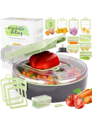 TERRIFI Vegetable Chopper Slicer Pro, All-in-1 Mandoline Veggie Slicer with Container, Multi-Functional Food Chopper, Onion Chopper, Vegetable Dicer Cutter, Egg Separator, Essential Kitchen Gadget
