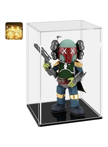 LANSCOERY Clear Acrylic Display Case, Assemble Vertical Display Box Stand with Black Base, Dustproof Protection Showcase for Collectibles Memorabilia Figurines (8x8x12 inch; 20x20x30cm)