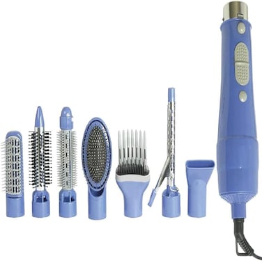 7-in-1 Hair Styler Kit for Women   Hot Air Brush, Curling Iron, Straightener, Volumizer &amp; Comb Attachments   Multifunctional Blow Dryer Brush Set for All Hair Types &ndash; Blue