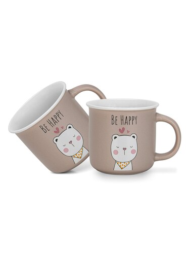 2-Piece Mugs 380ml Be Happy Coffee Mugs Set Couple Mug Valentines Day, New Bone China with Non Slip Bottom Coffee Cups for for Tea, Coffee, Present For Her/Him, Surprise Gift For Heart Day