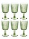 Vintage Stained Glass Goblet ,Embossed Leaf Pattern Green Tall Glasses ,Suitable for weddings, parties, family,Beverage Juice Mug, 11 oz*6PCS