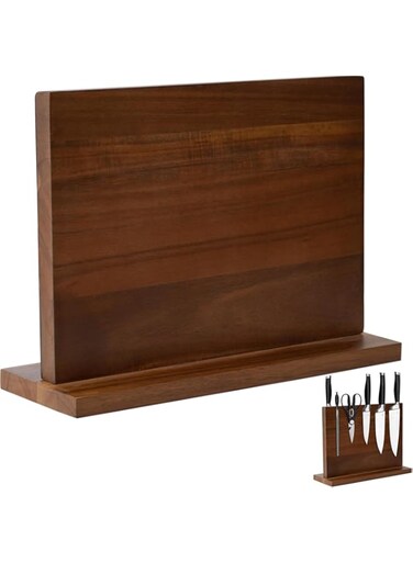 medla Kitchen Magnetic Knife Block: Wooden Magnetic Knife Holder Multifunctional Storage Knife Holder Double Sided Knife Magnet for Kitchen Home Magnetic Knife Holder Stand for Counter top
