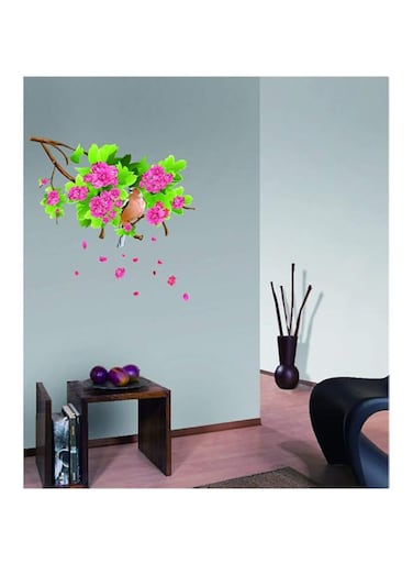 StickieArt Bird On Flower Branch Wall Stickers, Home Decoration DIY Removable Decals for Living Room Bedroom, Medium, 50 x 70 cm, STA-157