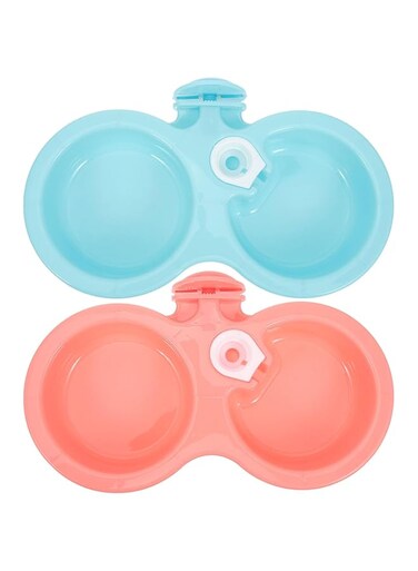YARNOW 2 Pcs Pet Water Feeder Hanging Feeder Drinker Plastic Pet Bowl Cat Waterer Double Bowl Feeder Pet Supplies