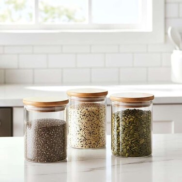 Home 3-Piece Glass Canister Set - Clear