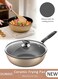 Ceramic Lightweight Frying Pan Skillet Thickened Bottom,28cm Healthy Non-Stick 0 Fluorine Washable Coating Pans with Heat-Resistant Hanging Handle Thickened Glass Lid,Durable Wear and High Temperature Resistance Omelette Pan Compatible with All Stovetops,Ideal Frying, Cooking, Sauteing