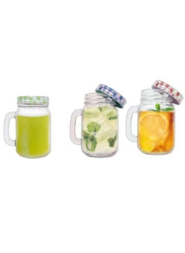3-Piece Drinking Mug Set Clear 500ml