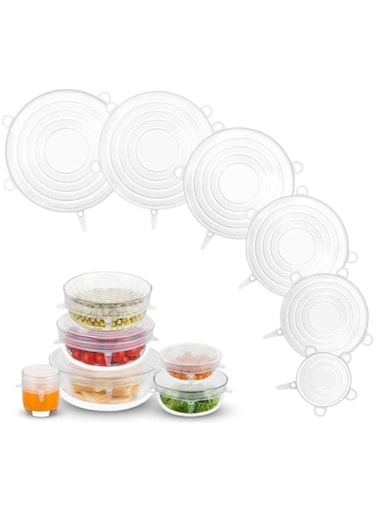 Dubai Gallery Pack Of 6 Silicone Food Covers Clear 20.5 * 20.5Cm