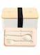 THE WHITE SHOP Bento Box, Adult Lunch Box with Compartments, Set of Utensil and Chopsticks and Dip Container, Microwavable