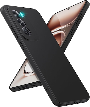 Slim Fit Protective Back Cover Case for Oppo Reno12 Pro 5G, Ultra Matte Finish, Camera Protection Bumper Case, Soft Silicone, Black