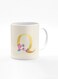Designer Printed Coffee Mug 11oz Ceramic Personalised Gift Mugs Cup -Custom Monogram Initial Letter Floral Pattern Alphabet - Q (Albescent White)