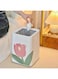 Modern Style Tulips Trash Can，Plastic Tulip Home Garbage Basket， White Garbage Can with Removable Plastic Bin, Decorative Garbage Can for Home，Kitchen, Bathroom (square)