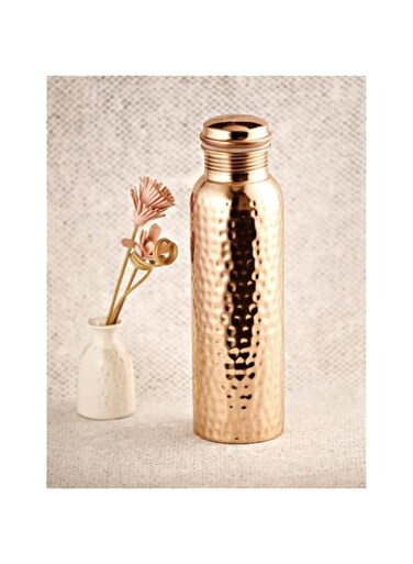 Authentic Indian Copper Bottle Hammered Design - 1L