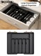 Expandable Utensil Tray with Adjustable Compartments and BPA Free Design Kitchen Drawer Organizer with Non-Slip Base for Spoon Fork Knife Storage