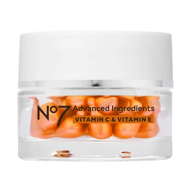 No7 Advanced Ingredients Vitamin C &amp; Vitamin E Capsules - Potent Vitamin C Serum Capsules with Vitamin E for Hydration - Dark Spot Corrector for Daily Use (30 Count)