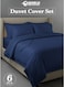 Premium Striped Duvet Set All Season &acirc;&euro;&ldquo; 6-Pieces Set Navy Blue   King Size 220x240 cm   Ultra-Soft, Wrinkle-Resistant &amp; Made in Dubai   Includes Duvet Cover, Fitted Sheet (200x200 cm) &amp; 4 Pillowcases (50x70 cm)
